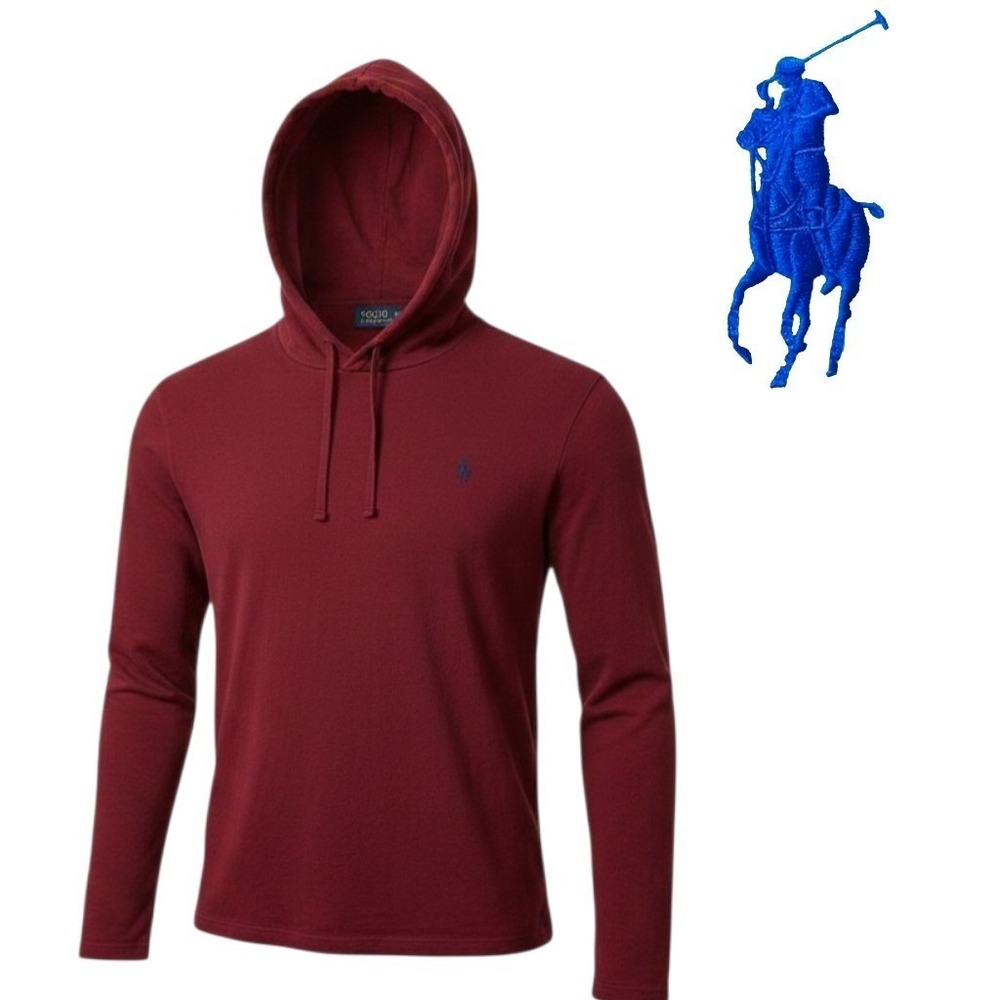 Ralph Lauren shirt with hood M Hoodie Hooded Long Sleeve Red Women's Or Boys